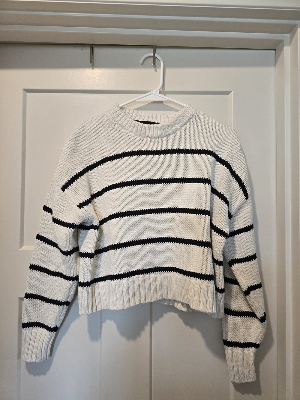 Jenni Kayne White with Black Horizontal Stripe Crewneck Sweater